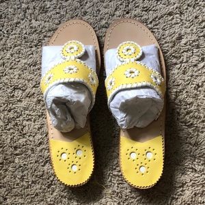 Yellow and white Jack Rodgers sandals